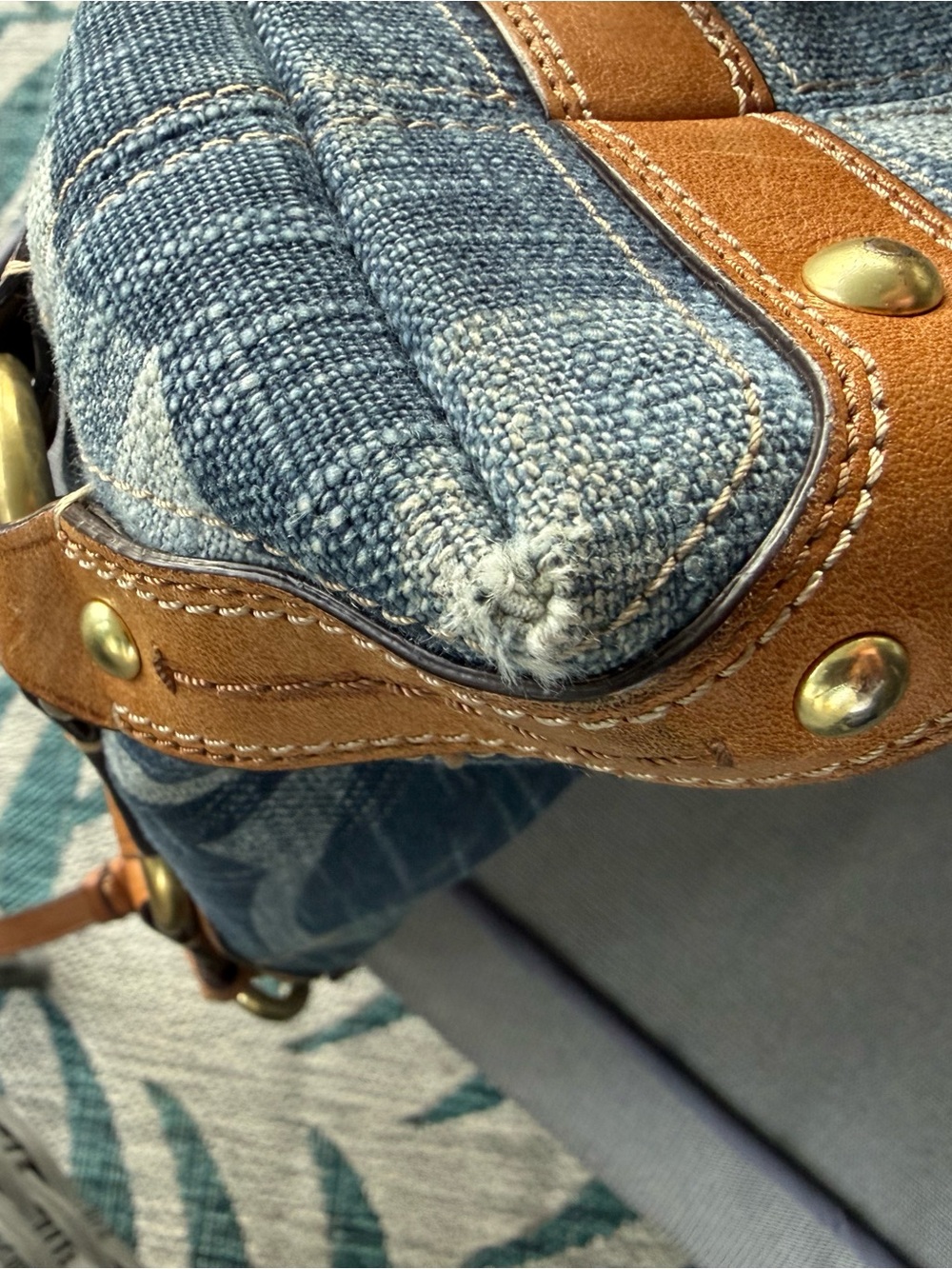 Coach Vintage 12197 Carly Blue Denim Signature “C” with Braided Leather Strap - Picture 11 of 16